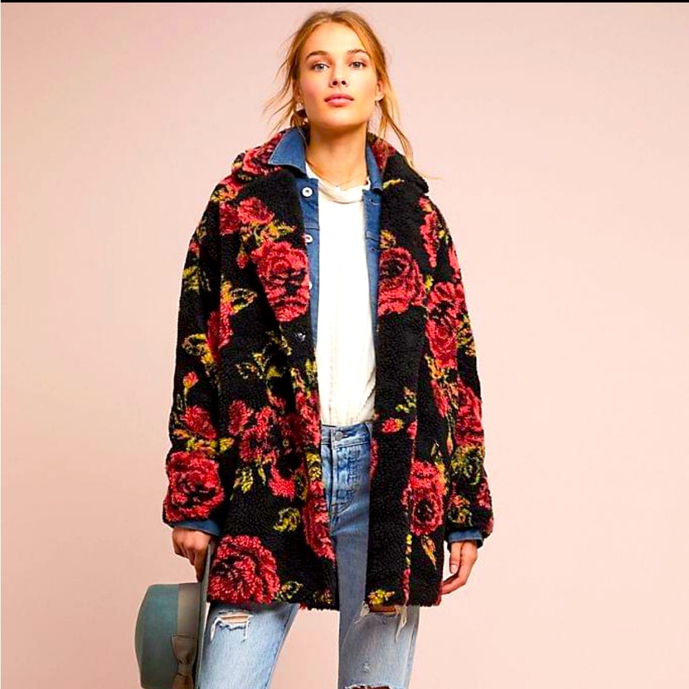 Anthropologie Sherpa Rose Coat